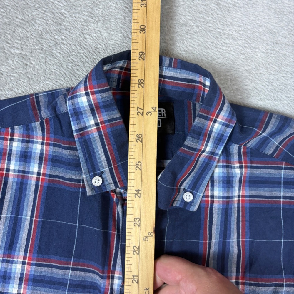 Under 5'10 Shirt Mens M Button Down Plaid Navy Blue Casual Tailored Fit - Picture 5 of 7